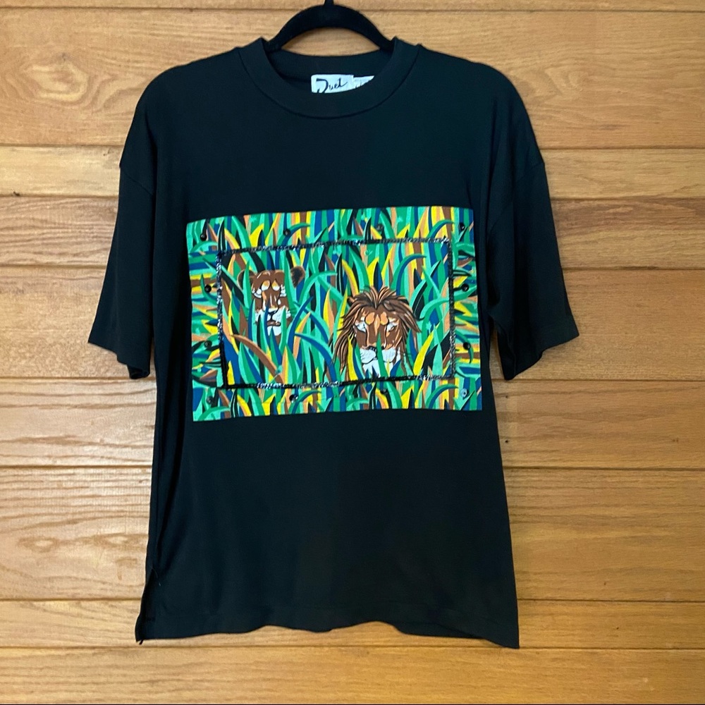 Vintage single stitch lion print bejeweled t-shirt